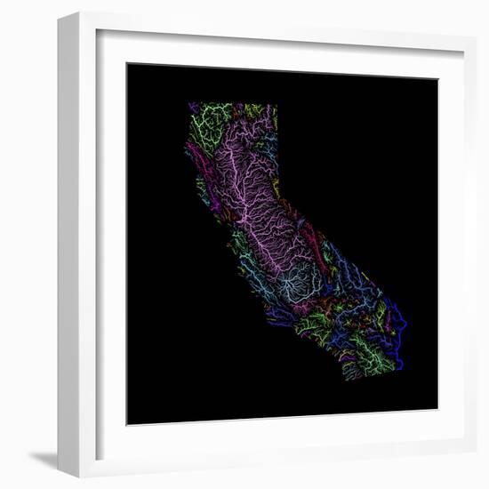 River Basins Of California In Rainbow Colours-Grasshopper Geography-Framed Giclee Print