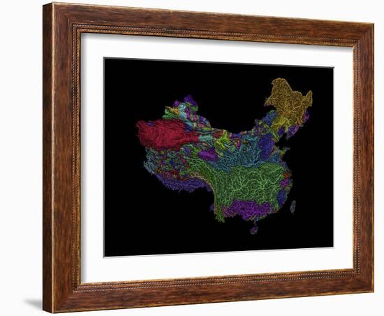 River Basins Of China In Rainbow Colours-Grasshopper Geography-Framed Giclee Print