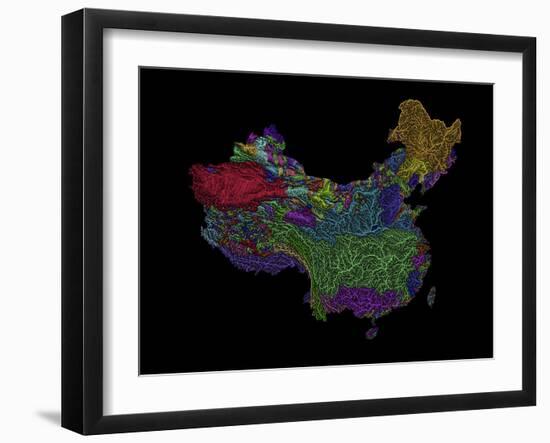 River Basins Of China In Rainbow Colours-Grasshopper Geography-Framed Giclee Print