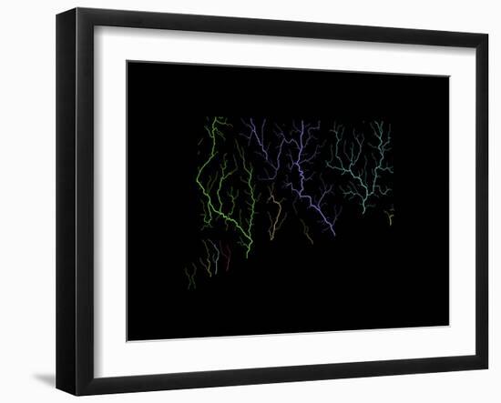 River Basins Of Connecticut In Rainbow Colours-Grasshopper Geography-Framed Giclee Print