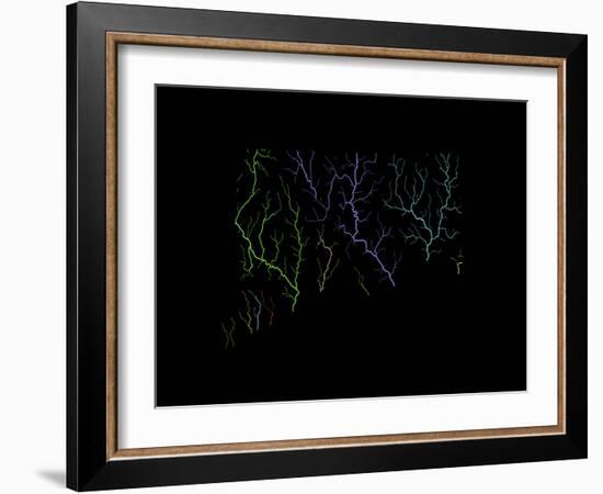 River Basins Of Connecticut In Rainbow Colours-Grasshopper Geography-Framed Giclee Print