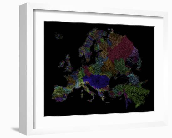 River Basins of Europe in Rainbow Colours-Grasshopper Geography-Framed Giclee Print