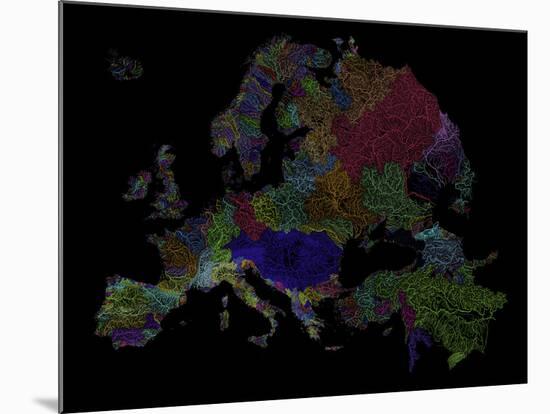 River Basins of Europe in Rainbow Colours-Grasshopper Geography-Mounted Giclee Print