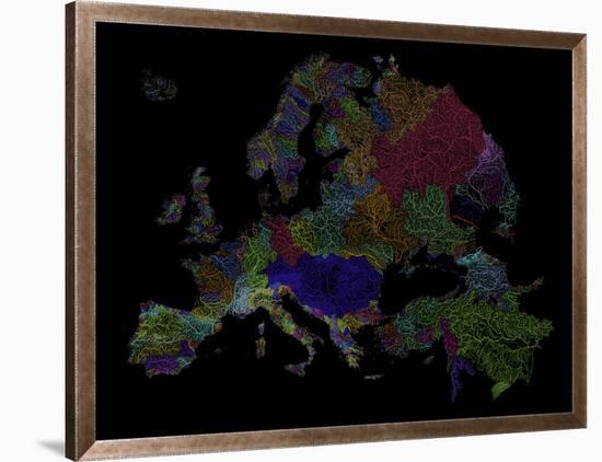 River Basins of Europe in Rainbow Colours-Grasshopper Geography-Framed Giclee Print