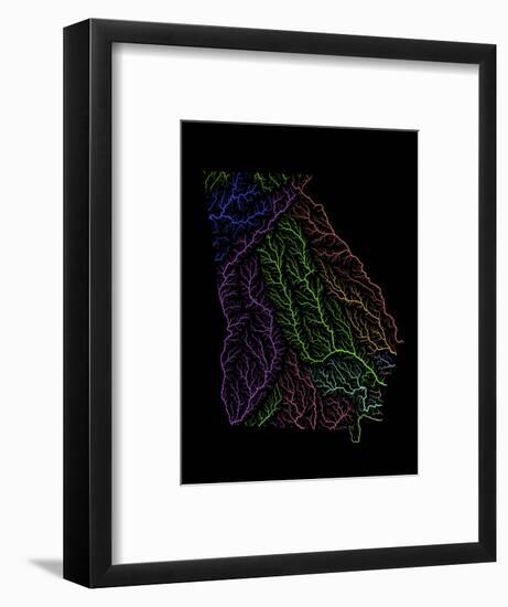 River Basins Of Georgia In Rainbow Colours-Grasshopper Geography-Framed Giclee Print