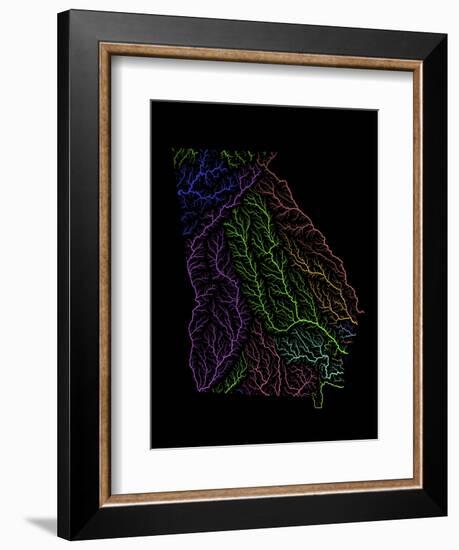 River Basins Of Georgia In Rainbow Colours-Grasshopper Geography-Framed Giclee Print