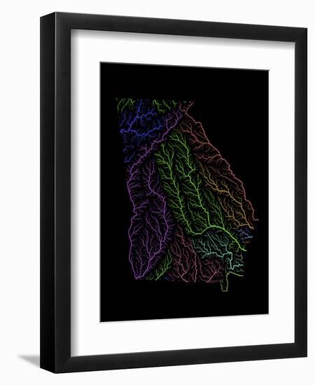 River Basins Of Georgia In Rainbow Colours-Grasshopper Geography-Framed Giclee Print