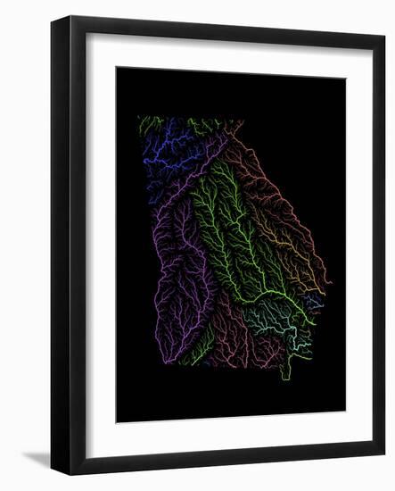 River Basins Of Georgia In Rainbow Colours-Grasshopper Geography-Framed Giclee Print