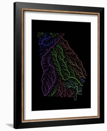 River Basins Of Georgia In Rainbow Colours-Grasshopper Geography-Framed Giclee Print