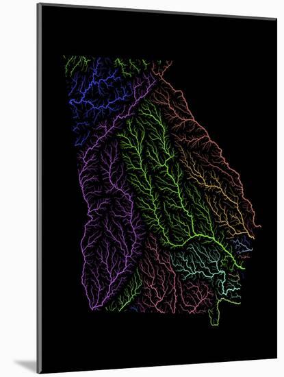 River Basins Of Georgia In Rainbow Colours-Grasshopper Geography-Mounted Giclee Print