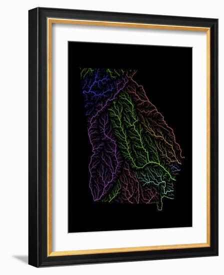 River Basins Of Georgia In Rainbow Colours-Grasshopper Geography-Framed Giclee Print