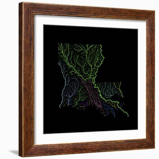 River Basins Of Louisiana In Rainbow Colours-Grasshopper Geography-Framed Premium Giclee Print