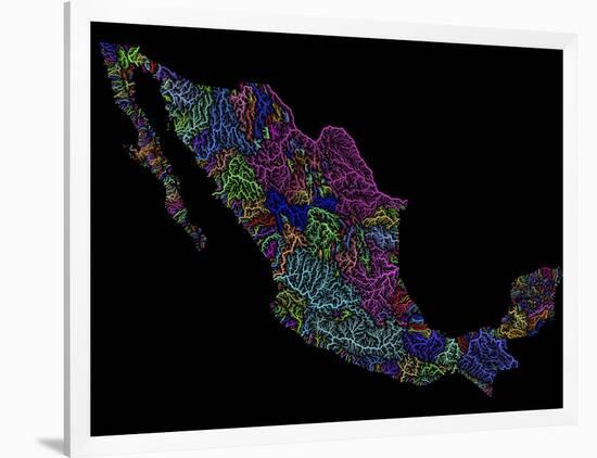 River Basins Of Mexico In Rainbow Colours-Grasshopper Geography-Framed Premium Giclee Print