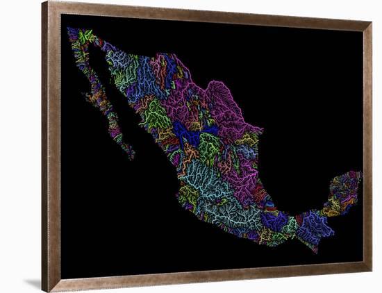 River Basins Of Mexico In Rainbow Colours-Grasshopper Geography-Framed Premium Giclee Print