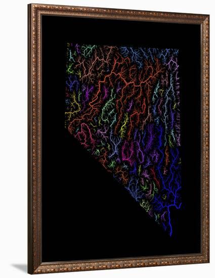 River Basins Of Nevada In Rainbow Colours-Grasshopper Geography-Framed Premium Giclee Print