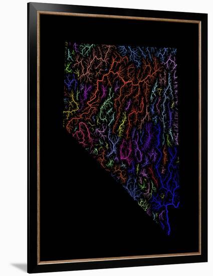 River Basins Of Nevada In Rainbow Colours-Grasshopper Geography-Framed Giclee Print