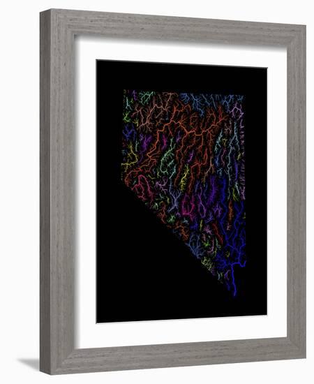 River Basins Of Nevada In Rainbow Colours-Grasshopper Geography-Framed Giclee Print