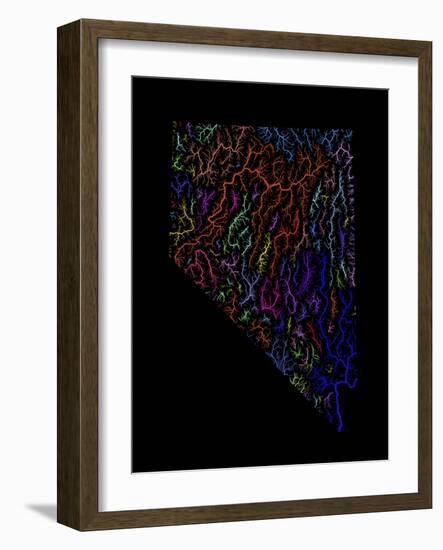 River Basins Of Nevada In Rainbow Colours-Grasshopper Geography-Framed Giclee Print