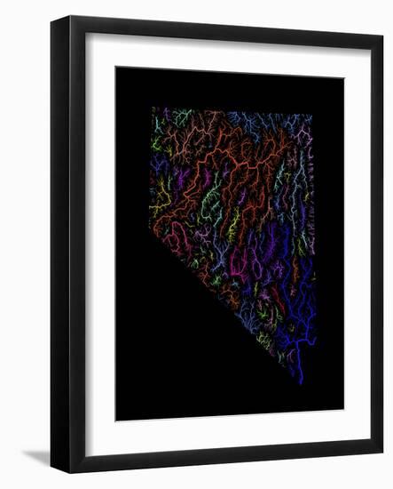 River Basins Of Nevada In Rainbow Colours-Grasshopper Geography-Framed Giclee Print