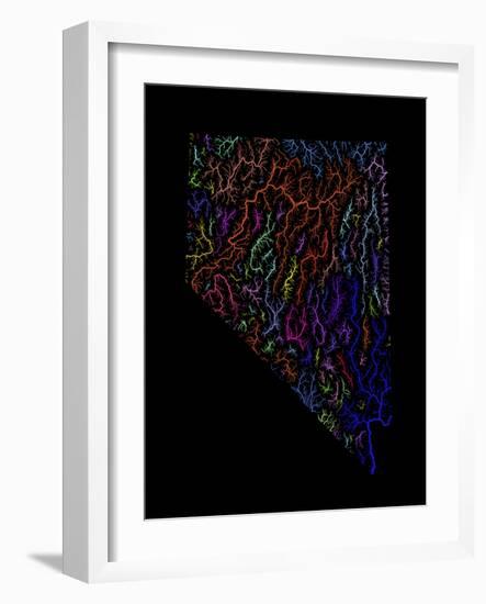 River Basins Of Nevada In Rainbow Colours-Grasshopper Geography-Framed Giclee Print