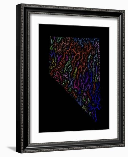 River Basins Of Nevada In Rainbow Colours-Grasshopper Geography-Framed Giclee Print