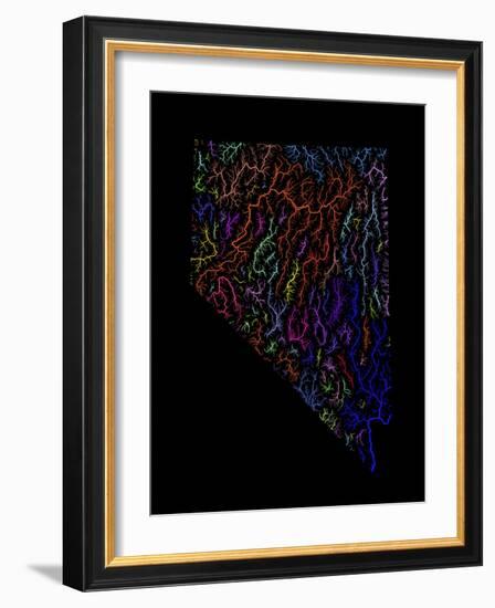 River Basins Of Nevada In Rainbow Colours-Grasshopper Geography-Framed Giclee Print