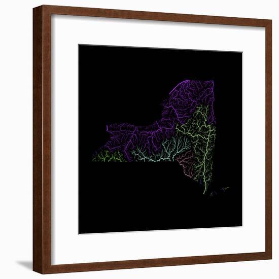 River Basins Of New York In Rainbow Colours-Grasshopper Geography-Framed Giclee Print