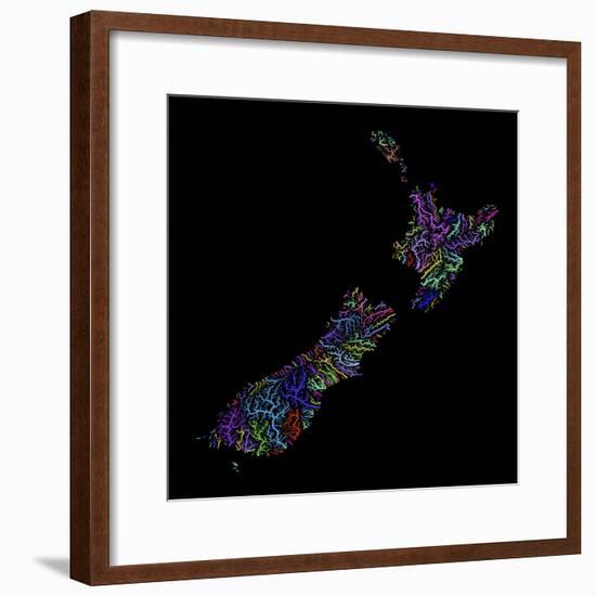 River Basins Of New Zealand In Rainbow Colours-Grasshopper Geography-Framed Giclee Print
