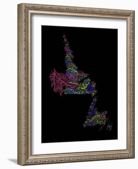 River Basins Of Newfoundland And Labrador In Rainbow Colours-Grasshopper Geography-Framed Giclee Print
