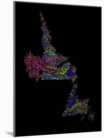 River Basins Of Newfoundland And Labrador In Rainbow Colours-Grasshopper Geography-Mounted Giclee Print