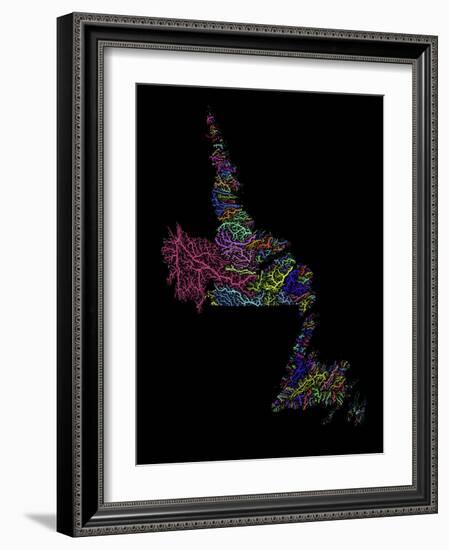 River Basins Of Newfoundland And Labrador In Rainbow Colours-Grasshopper Geography-Framed Giclee Print