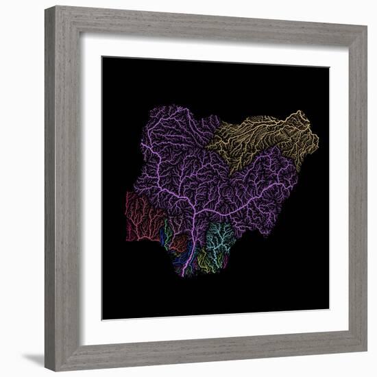 River Basins Of Nigeria In Rainbow Colours-Grasshopper Geography-Framed Giclee Print