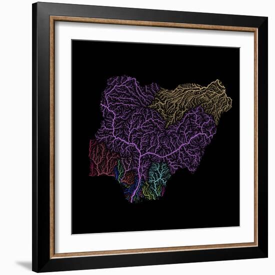 River Basins Of Nigeria In Rainbow Colours-Grasshopper Geography-Framed Giclee Print