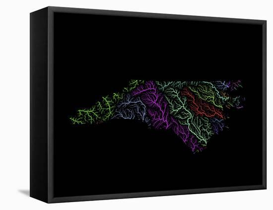 River Basins Of North Carolina In Rainbow Colours-Grasshopper Geography-Framed Premier Image Canvas