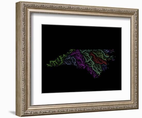 River Basins Of North Carolina In Rainbow Colours-Grasshopper Geography-Framed Giclee Print