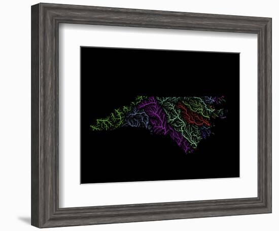 River Basins Of North Carolina In Rainbow Colours-Grasshopper Geography-Framed Giclee Print