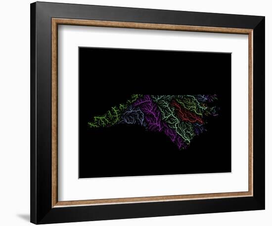 River Basins Of North Carolina In Rainbow Colours-Grasshopper Geography-Framed Giclee Print