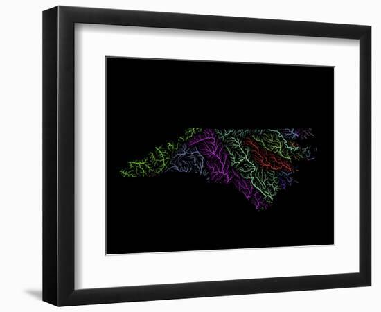 River Basins Of North Carolina In Rainbow Colours-Grasshopper Geography-Framed Giclee Print