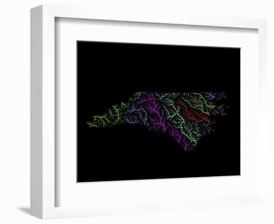 River Basins Of North Carolina In Rainbow Colours-Grasshopper Geography-Framed Giclee Print