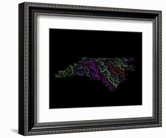 River Basins Of North Carolina In Rainbow Colours-Grasshopper Geography-Framed Giclee Print