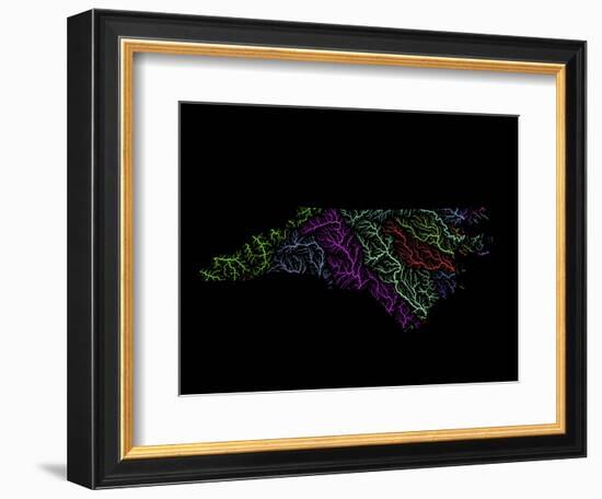 River Basins Of North Carolina In Rainbow Colours-Grasshopper Geography-Framed Giclee Print