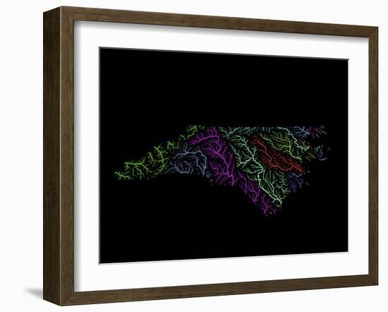 River Basins Of North Carolina In Rainbow Colours-Grasshopper Geography-Framed Giclee Print