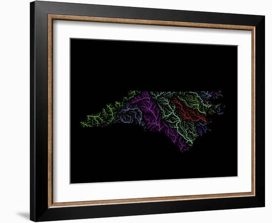 River Basins Of North Carolina In Rainbow Colours-Grasshopper Geography-Framed Giclee Print