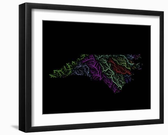 River Basins Of North Carolina In Rainbow Colours-Grasshopper Geography-Framed Giclee Print