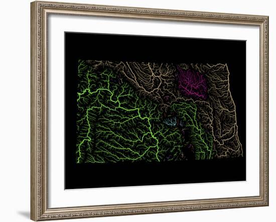 River Basins Of North Dakota In Rainbow Colours-Grasshopper Geography-Framed Giclee Print