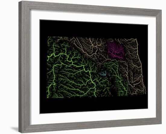 River Basins Of North Dakota In Rainbow Colours-Grasshopper Geography-Framed Giclee Print