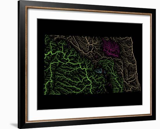 River Basins Of North Dakota In Rainbow Colours-Grasshopper Geography-Framed Giclee Print