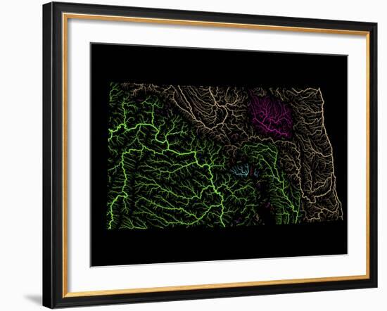 River Basins Of North Dakota In Rainbow Colours-Grasshopper Geography-Framed Giclee Print