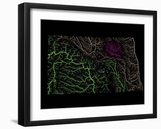 River Basins Of North Dakota In Rainbow Colours-Grasshopper Geography-Framed Giclee Print