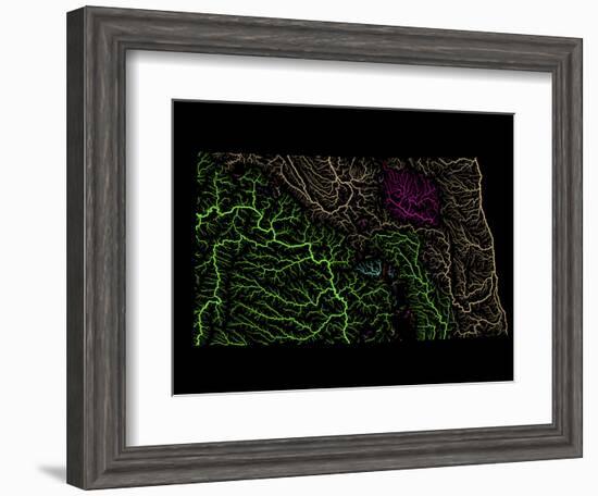 River Basins Of North Dakota In Rainbow Colours-Grasshopper Geography-Framed Giclee Print